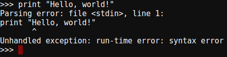  gives an Unhandled exception: run-time error: syntax error